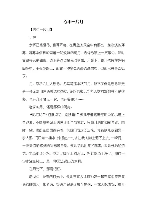 初二作文：心中一片月作文600字