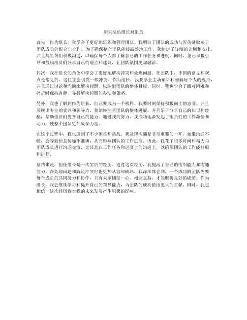 期末总结组长对组员