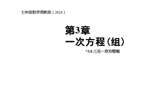七年级上册数学湘教版(2024)3.8 三元一次方程组课件