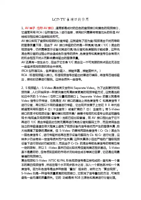 LCD TV各端口的作用