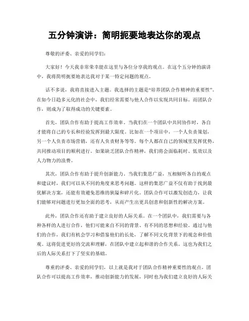 五分钟演讲：简明扼要地表达你的观点