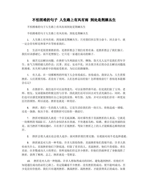 不怕困难的句子 人生路上有风有雨 到处是荆棘丛生