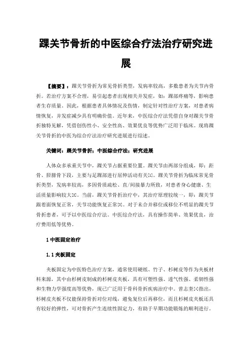 踝关节骨折的中医综合疗法治疗研究进展