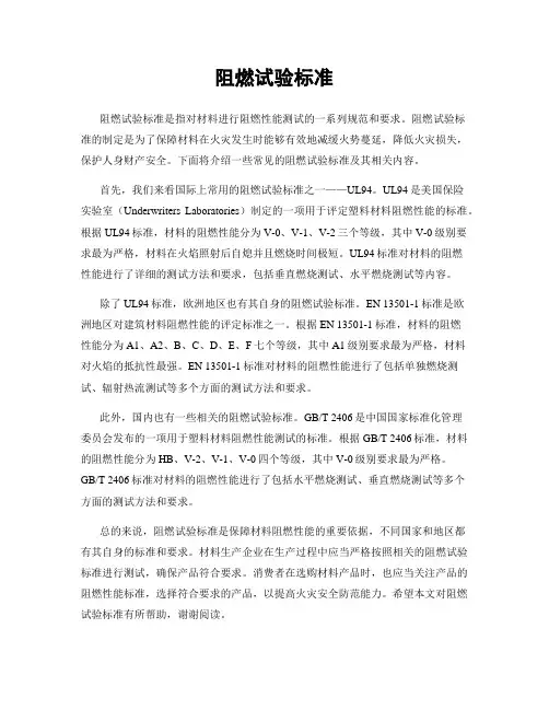 阻燃试验标准
