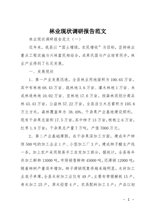 林业现状调研报告范文