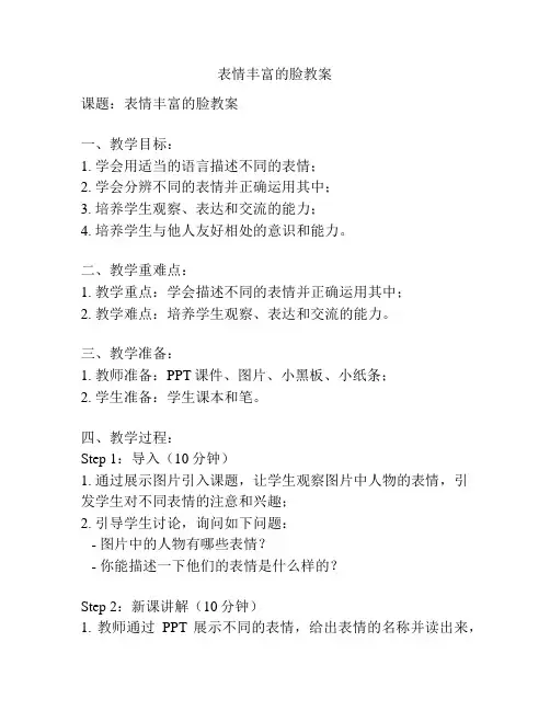表情丰富的脸教案