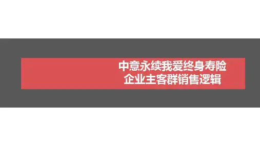 中意永续我爱终身寿险企业主客群销售逻辑15页