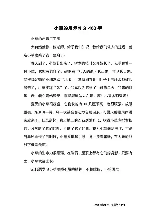 小草的启示作文400字_优秀作文