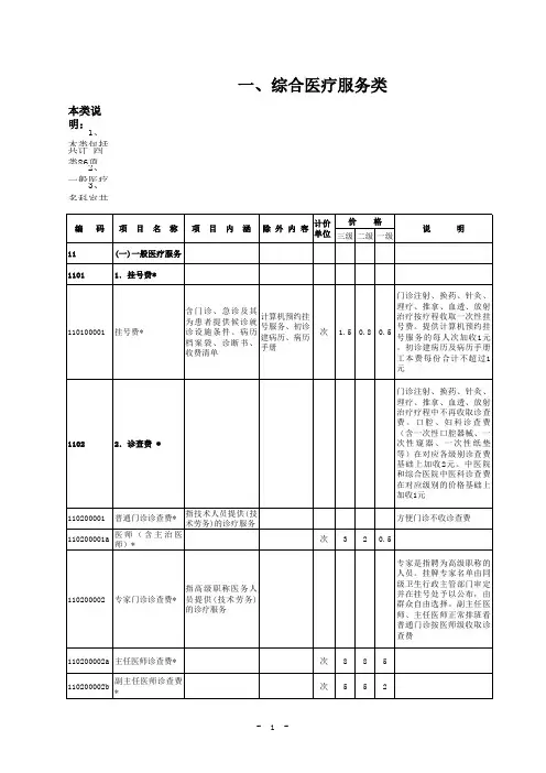 湖北省武汉市医疗服务价格4
