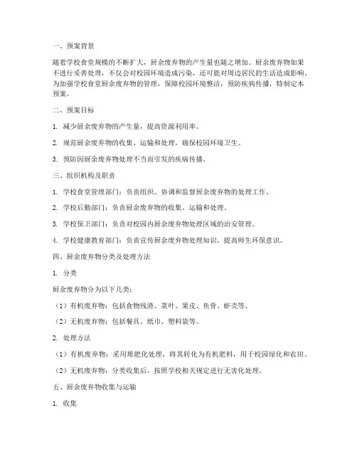 学校食堂厨余废弃物处置预案