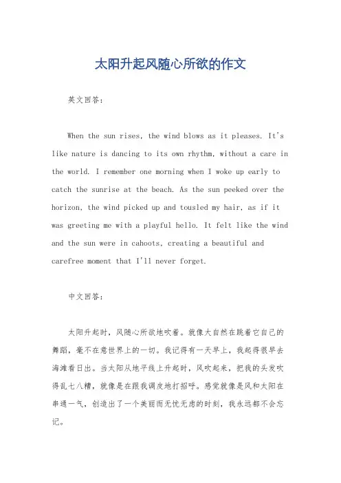 太阳升起风随心所欲的作文