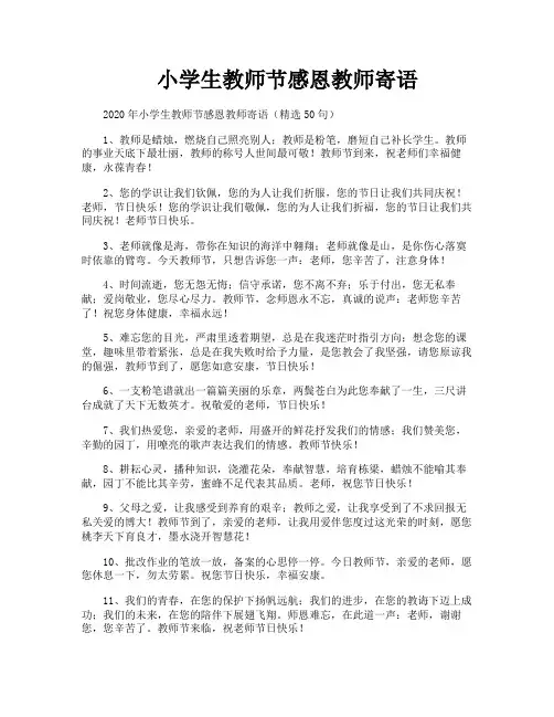 小学生教师节感恩教师寄语