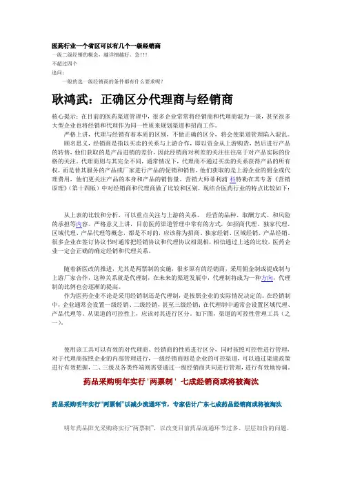 医药一二级经销商