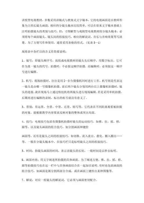 分镜头场景格式