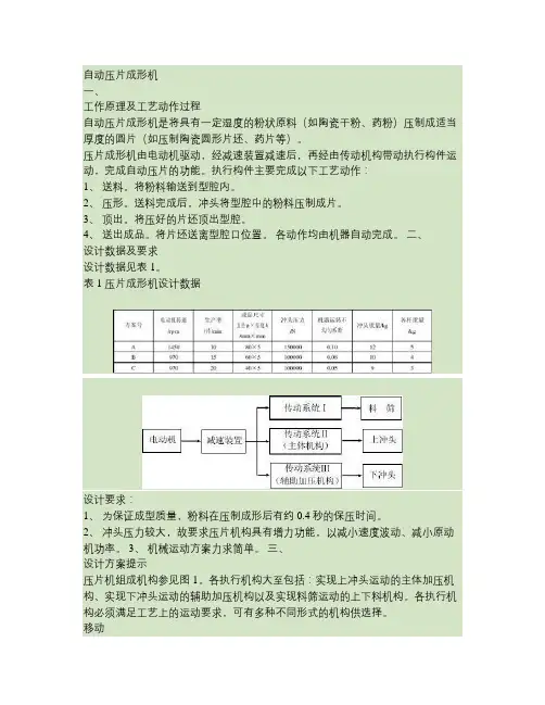 机械原理课程设计 压片成型机
