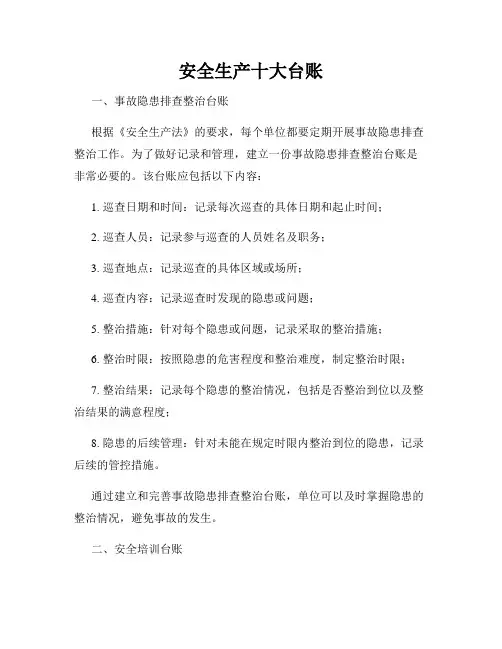 安全生产十大台账