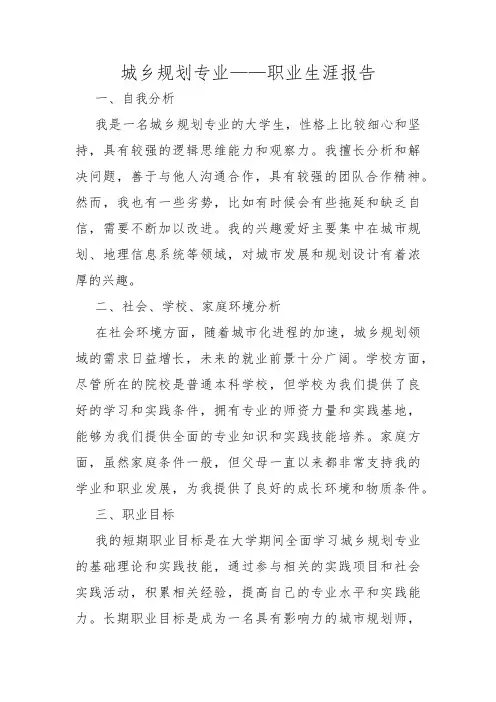 城乡规划专业——职业生涯报告