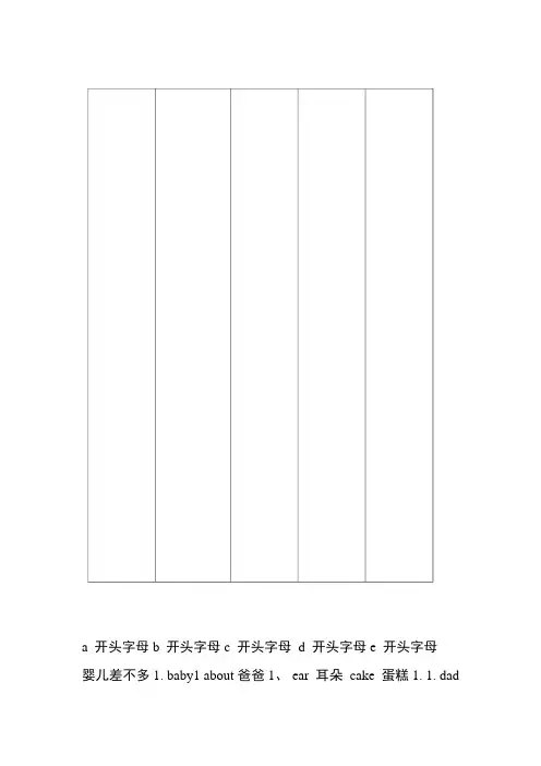 小学英语单词按开头字母整理