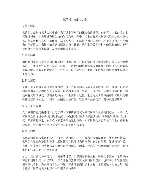 氮的转化知识点总结