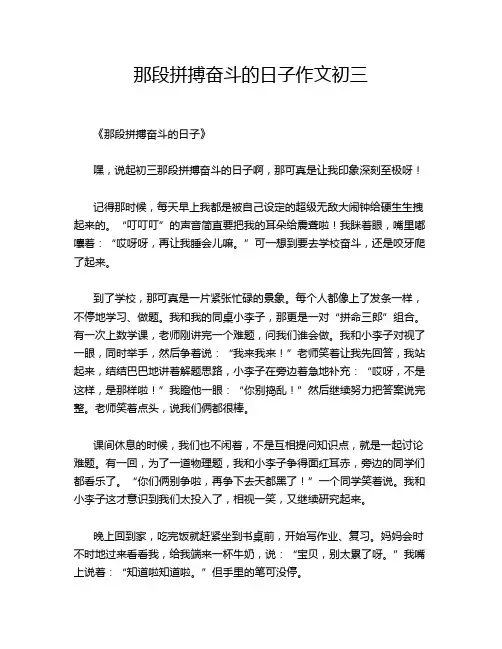 那段拼搏奋斗的日子作文初三