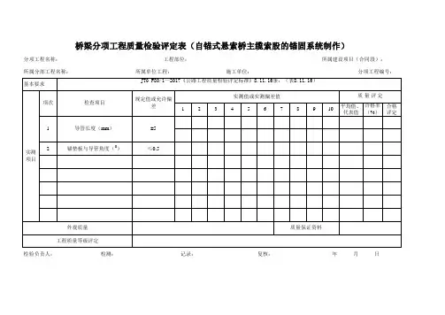 桥梁分项工程质量检验评定表(自锚式悬索桥主缆索股的锚固系统制作)