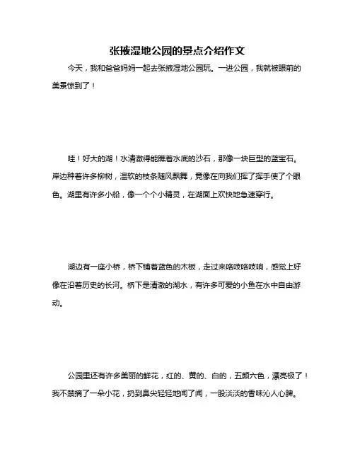 张掖湿地公园的景点介绍作文