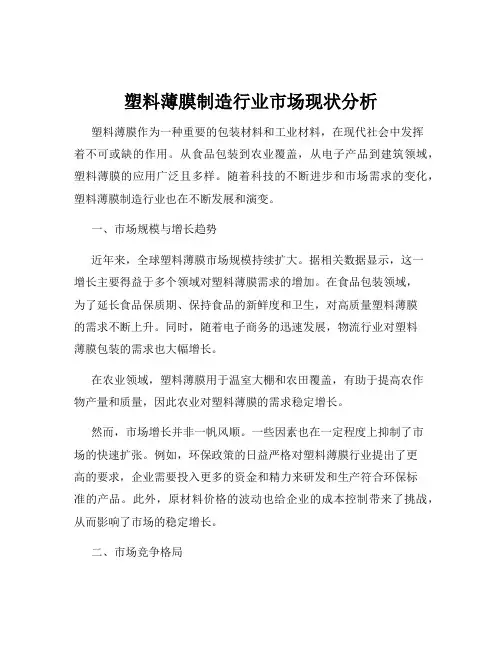 塑料薄膜制造行业市场现状分析