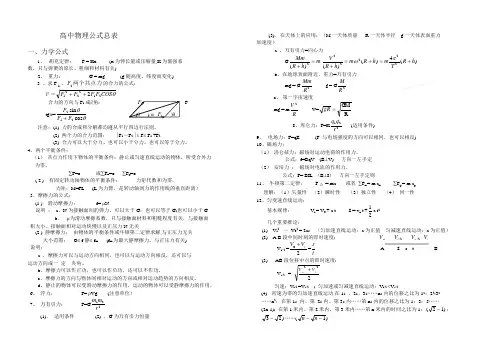 高中物理公式总表(高中必背)