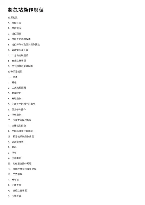 制氮站操作规程