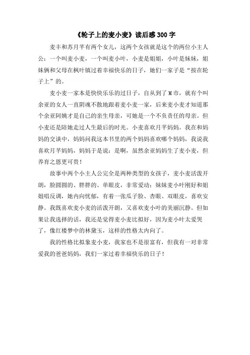 《轮子上的麦小麦》读后感300字