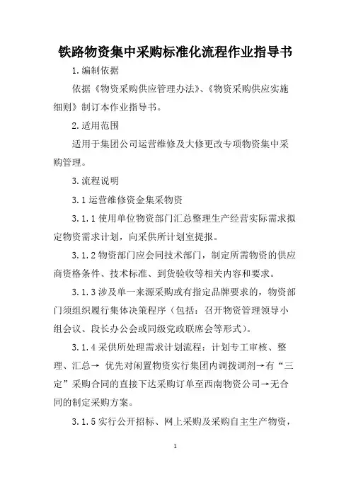 铁路物资集中采购标准化流程作业指导书