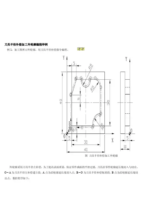 刀具半径补偿加工外轮廓编程举例[指南]