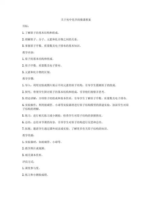 关于初中化学的微课教案