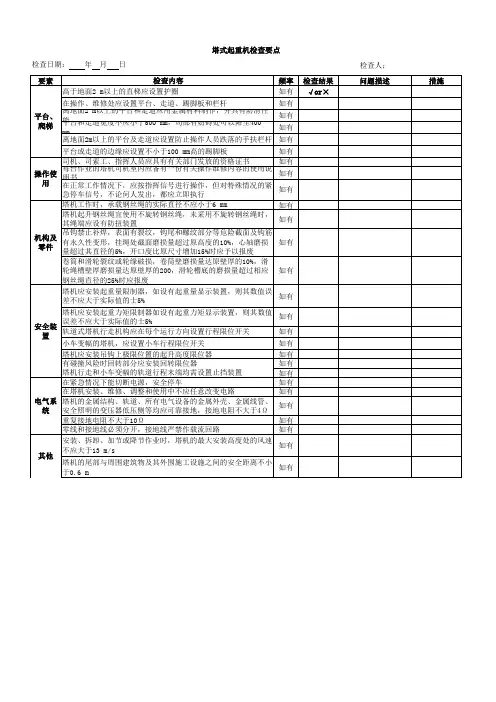 塔式起重机专项检查表