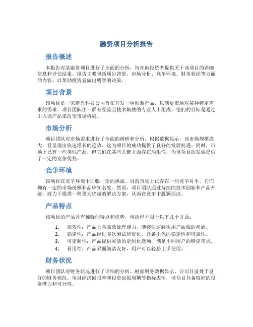 融资项目分析报告