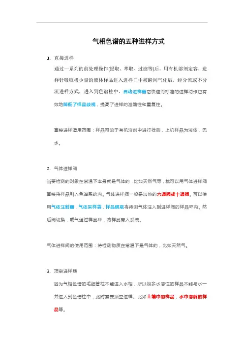 气相色谱进样方式——学习总结001B