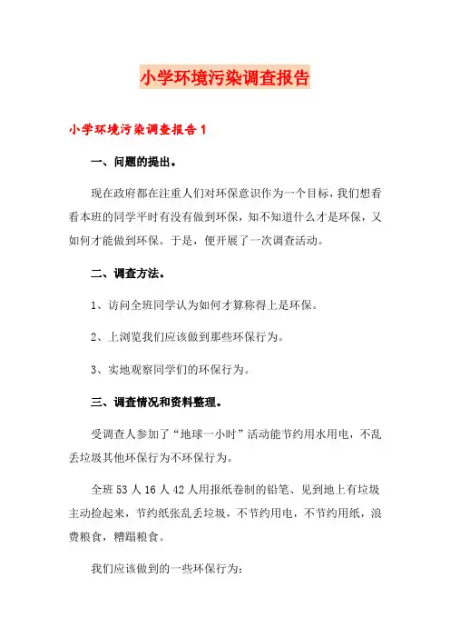 小学环境污染调查报告