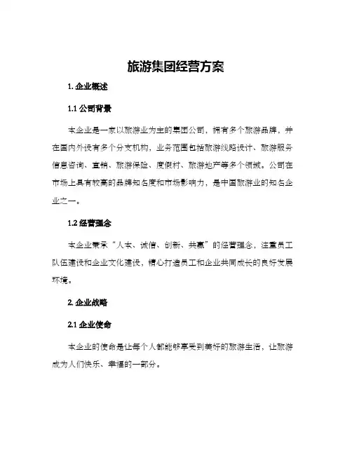 旅游集团经营方案