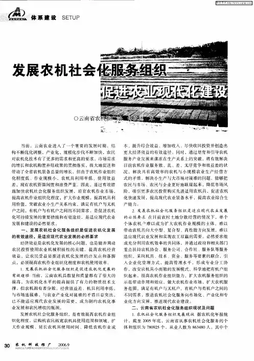 发展农机社会化服务组织 促进农业现代化建设