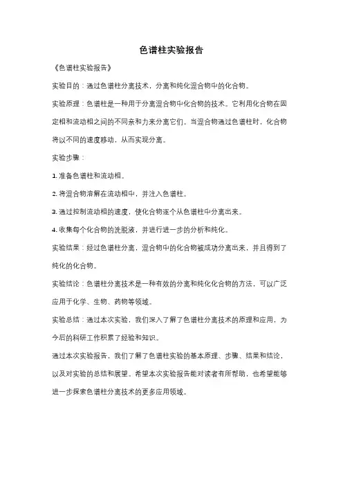 色谱柱实验报告