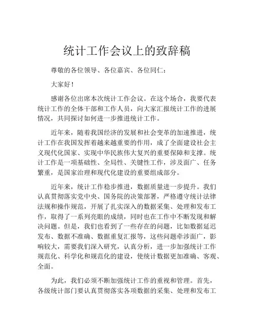 统计工作会议上的致辞稿