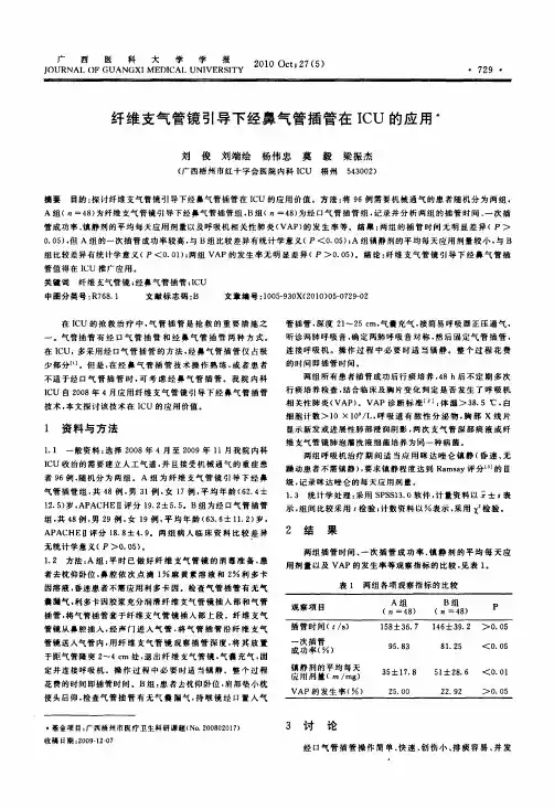 纤维支气管镜引导下经鼻气管插管在ICU的应用