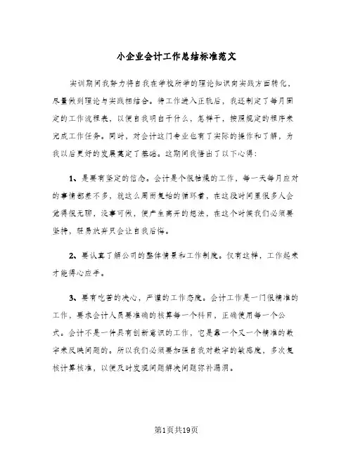 2024年小企业会计工作总结标准范文（6篇）