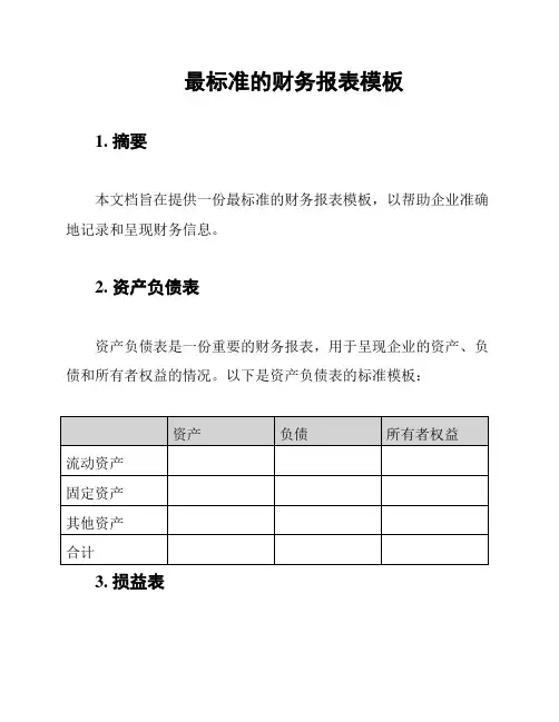 最标准的财务报表模板
