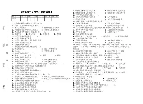《马克思主义哲学》期末试卷2