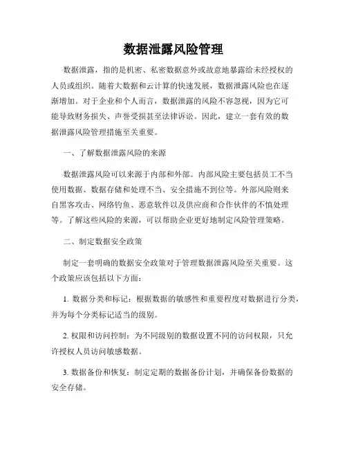 数据泄露风险管理