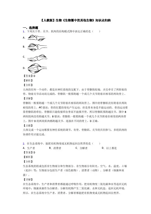 【人教版】生物《生物圈中的其他生物》知识点归纳