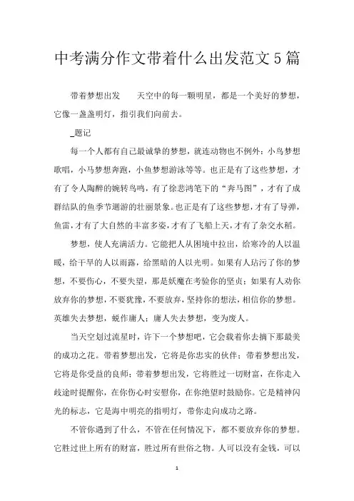 中考满分作文带着什么出发范文5篇