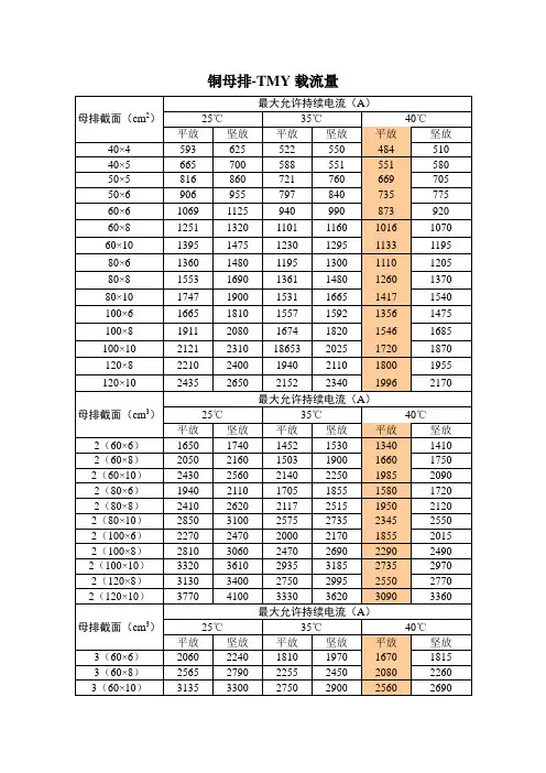 铜母排载流量