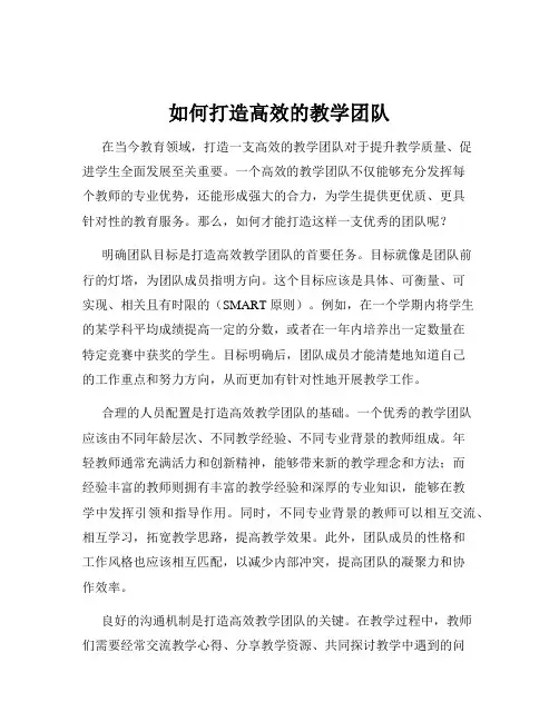 如何打造高效的教学团队